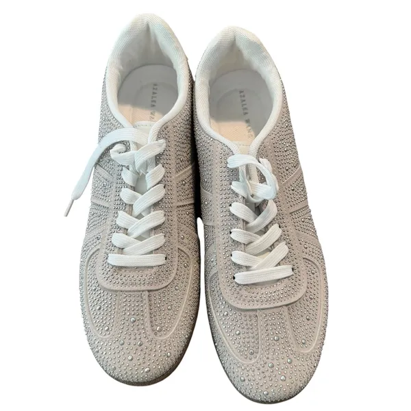 Azalea Wang Bryar Silver Rhinestone Studded Low Top Sneakers Womens‎ Size 11 - Image 7