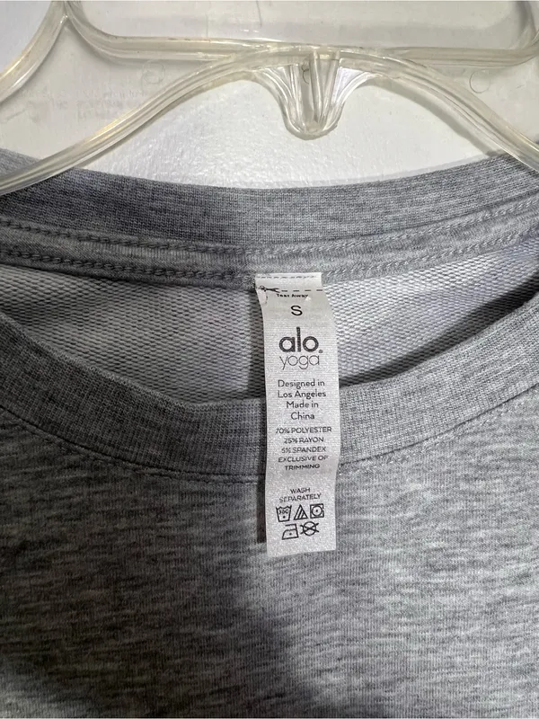 Alo Yoga Womens Short Sleeve Dreamy Crop Top - Dove Heather Grey size S - Image 7
