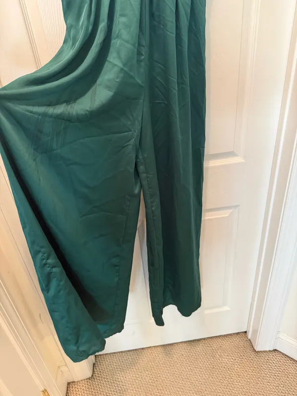 Emerald Green Spaghetti Strap Maxi Pantsuit Size L - Image 4