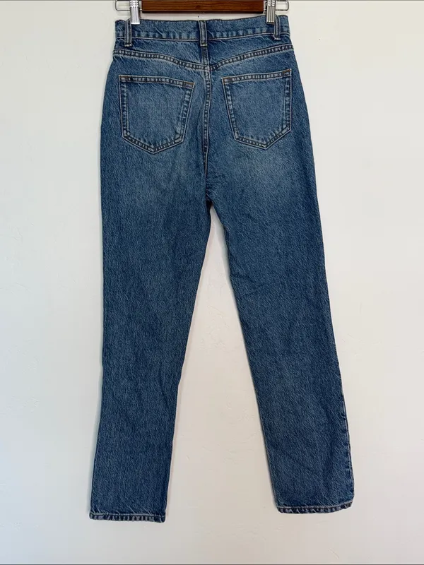 Reformation Cynthia High Rise Straight Crop Jeans Light Wash Tencel Denim Sz 25 - Image 3