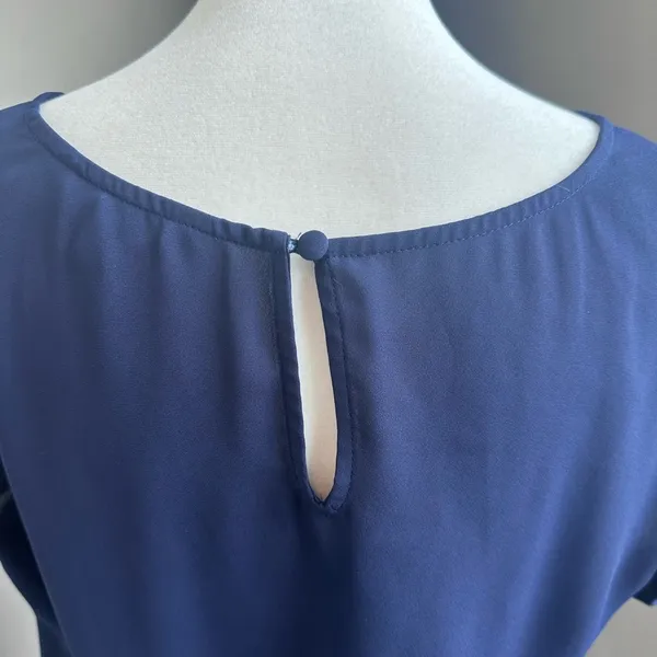Express High Low Blue Short Sleeve Top Semi-Sheer Size‎ Small - Image 5