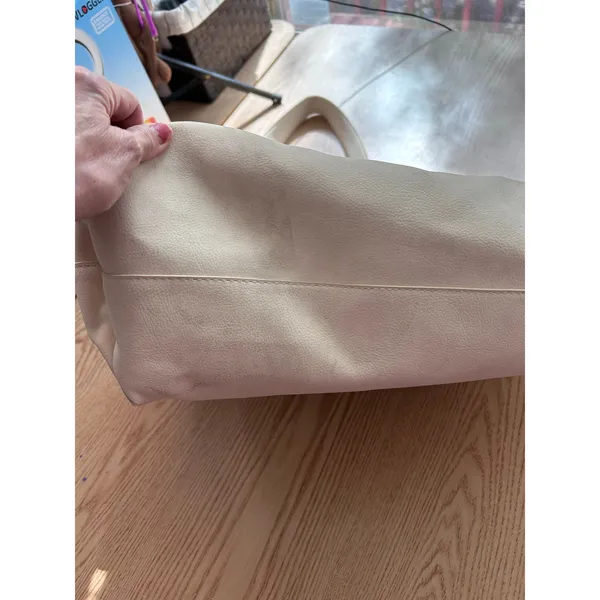 A New Day New Womens Universal Thread Faux Leather Look Handbag Purse Cream 15”x16” w/flaw - Image 14