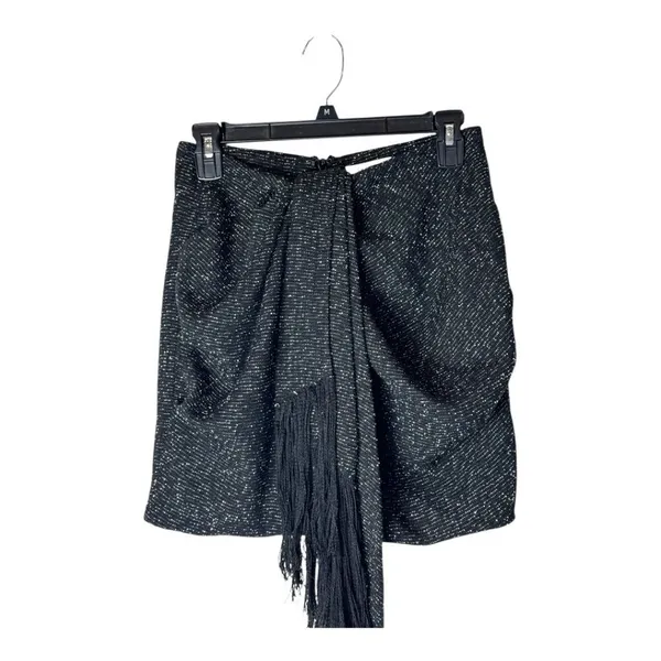 House Of CB Skirt Women Small‎ Black Tweed Draped Fringe Mini Sexy Preppy - Image 4
