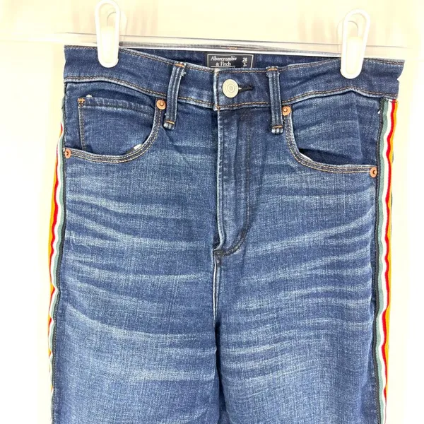Abercrombie & Fitch Simone High Rise Ankle Jeans with Sporty Stripes Size‎ 26 - Image 2