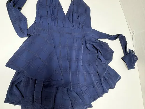 Polly Dress Theodora Navy Romper‎ With Plaid Print - Size 4. - Image 9