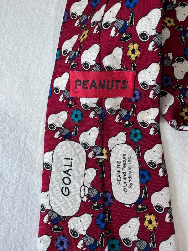 Peanuts Animation Necktie Snoopy Brown Burgundy White Blue Sport Character Tie - Image 6