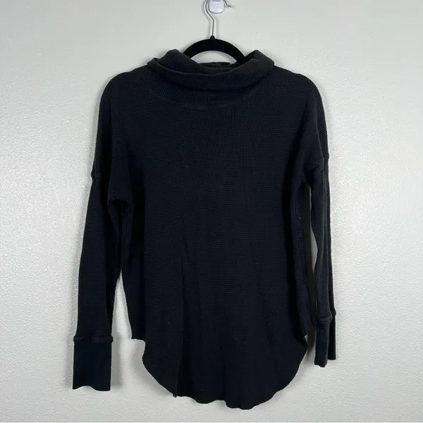 ARITZIA The Group Babaton Waffle Knit‎ Long Sleeve Turtleneck Black Sz M - Image 4