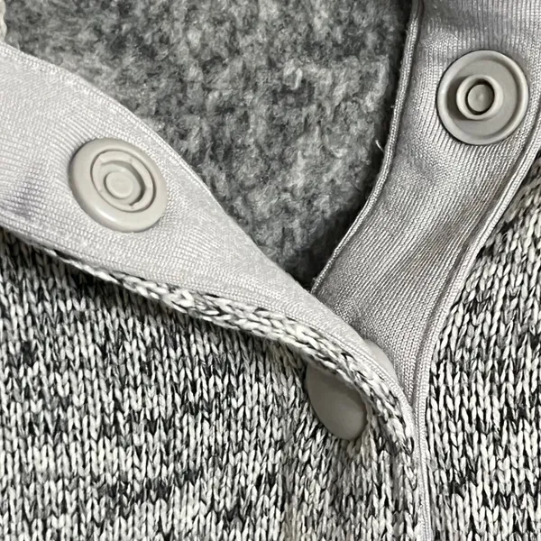 Eddie‎ Bauer Womens Gray Marl Sweater Fleece Snap Mock Neck Pullover Small - Image 6