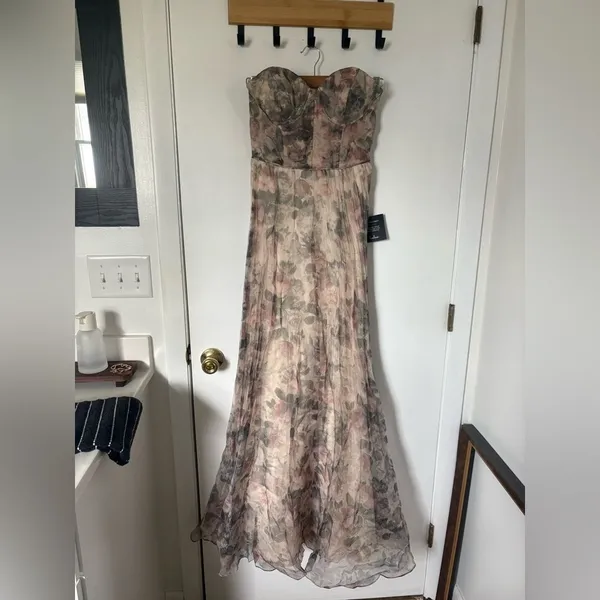 Lulu's Most Beautiful Day Ivory Floral Strapless Watercolor Floral Maxi Dress - Image 6