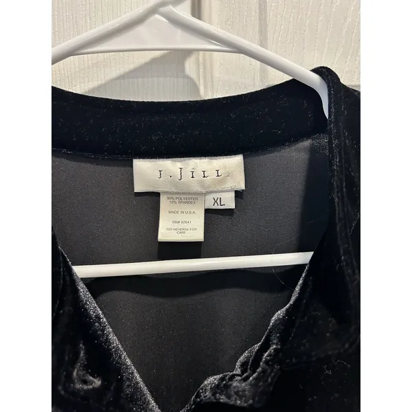 VTG J.‎ Jill Womens XL Black Velvet Button Down Cardigan Top Long Sleeve USA - Image 3