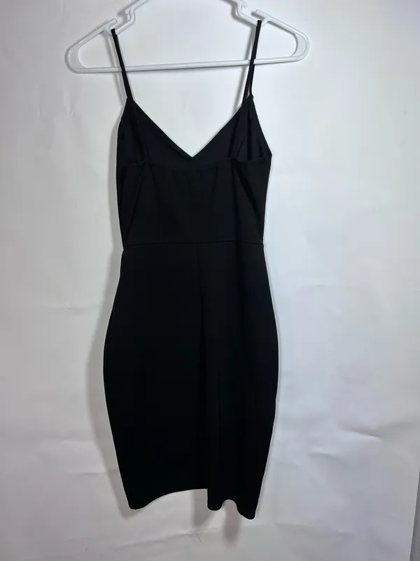 Lulus Black V-Neck Ruched Tulip Hem Bodycon Mini Dress XS - Image 3