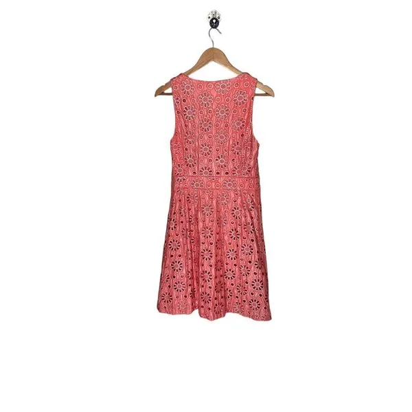 Anthropologie Maeve Coralshine Metallic Eyelet Floral A-Line Sleeveless Dress‎ - Image 6