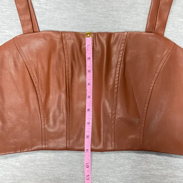Jason Wu Faux‎ Leather Corset Top Copper Brown Sleeveless Bustier Sz S Coquette - Image 6