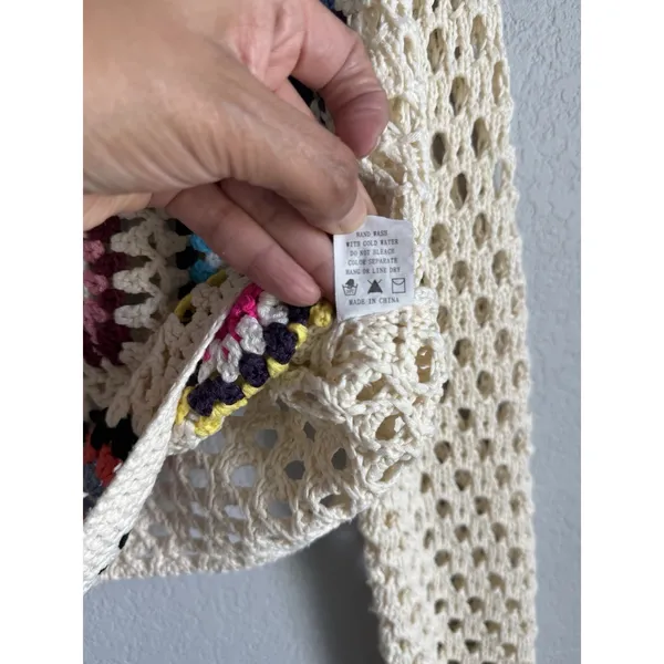 Luna Ivy Crochet Sweater Crop Granny Knit Top Cottagecore Boho Patchwork Small - Image 9