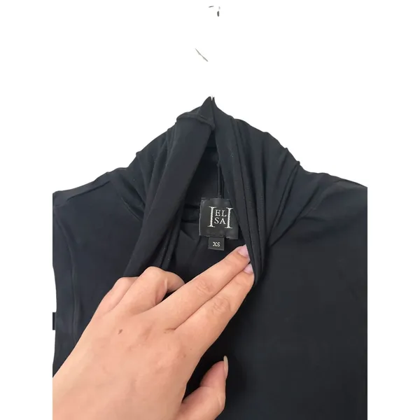 HELSA Jersey Cropped Turtleneck Top‎ Black X-Small - Image 3