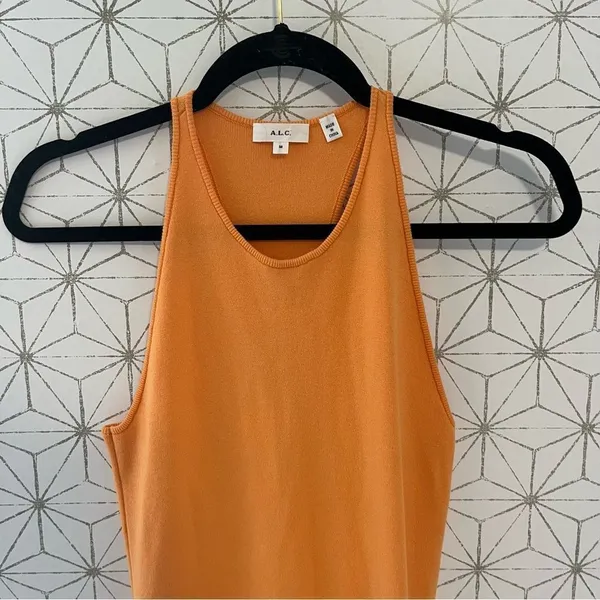 ALC Frank Orange Ribbed Midi Dress - Image 5