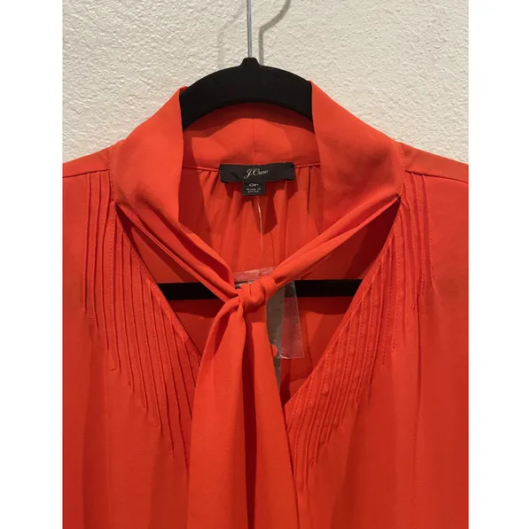 J.Crew Long Sleeve Tie Red Blouse - Image 5