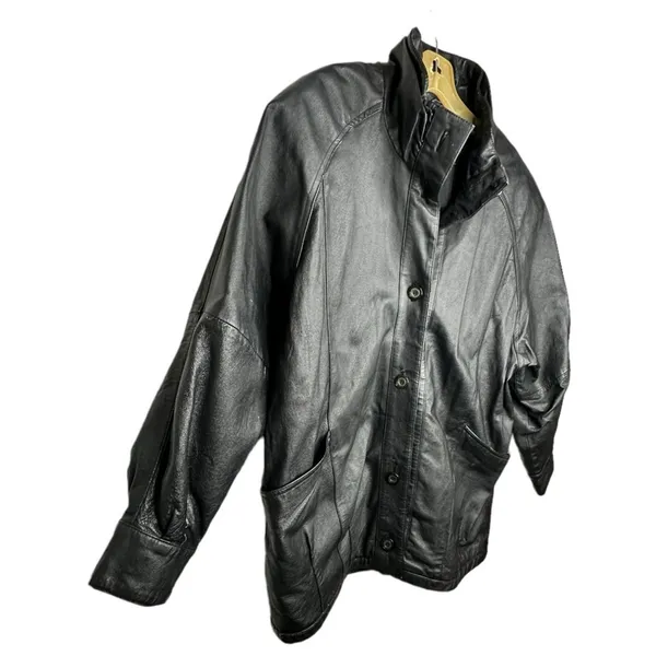 Vintage‎ Black Leather Coat Size L - Image 4