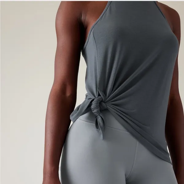 Athleta Explore Tank‎ Gray XXS High Neck UPF 50 Athletic Yoga Top - Image 2