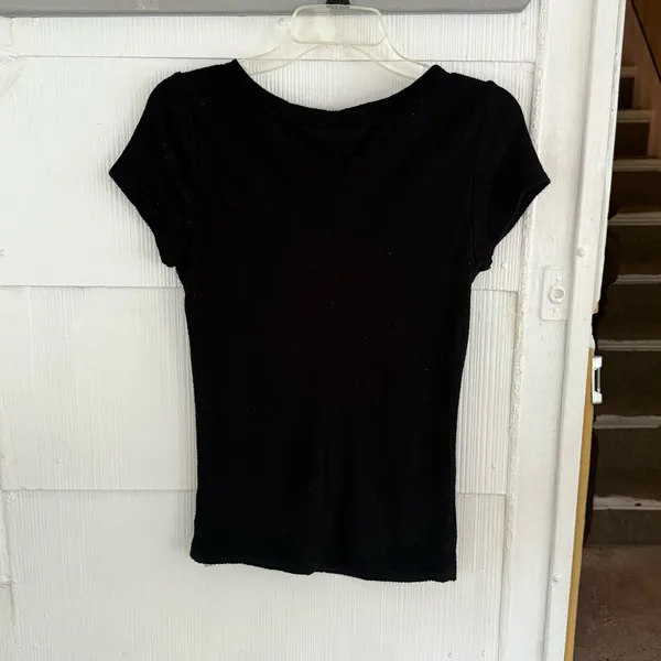 Free People Intimately Black Rib Knit V-neck Tee - Image 3
