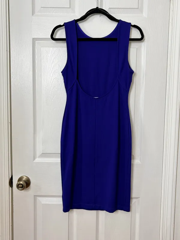 Lulus Cobalt Blue Bodycon Midi Dress Open Back Sleeveless Cocktail Party Office M - Image 4
