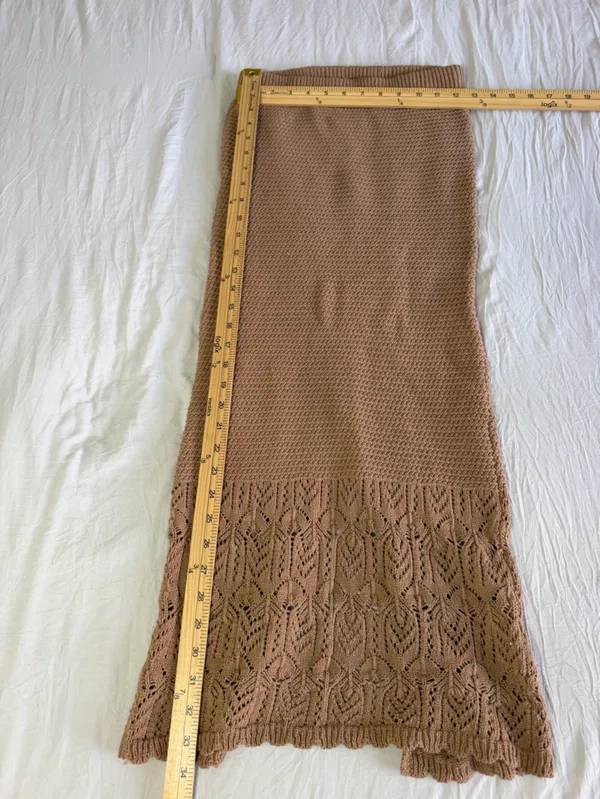 Freshman Brown Crochet Knit Maxi Skirt Set - Image 7