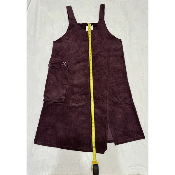NWT E Win Chic Maroon Red Corduroy Dress Side Split &‎ Pocket -Size L - Image 4