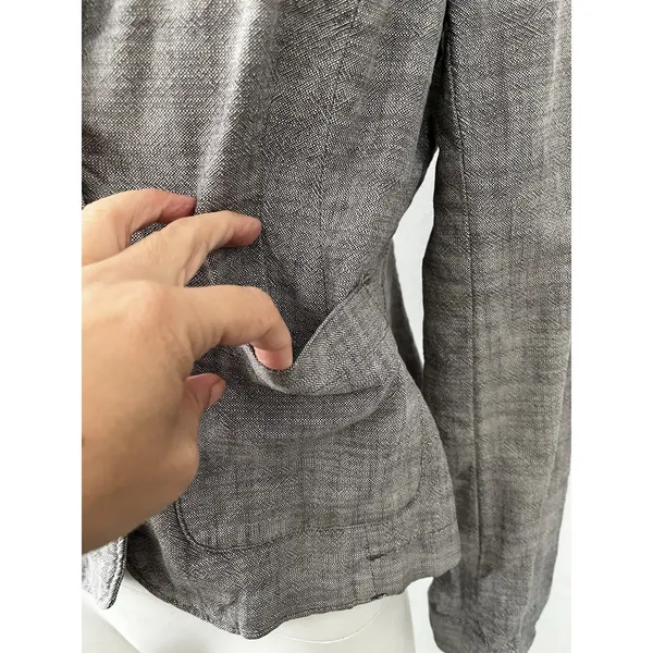 Eddie Bauer Womens Blazer 4 Light Gray Cotton Career Preppy Academic Earthy - Image 7