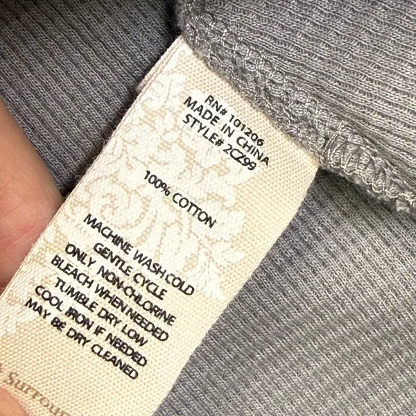 Soft Surroundings Womens Taupe Gray Waffle Knit Button Front Peplum Top 2CZ99 L‎ - Image 6