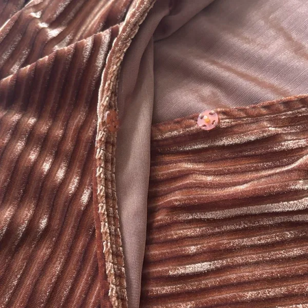 Women's‎ Formal Rust Colored V-neck Ribbed High Low Velvet Wrap Dress Sz Medium - Image 6