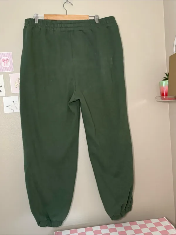 Comfrt comfort Dark Green Fleece Joggers plus size unisex Xl - Image 5