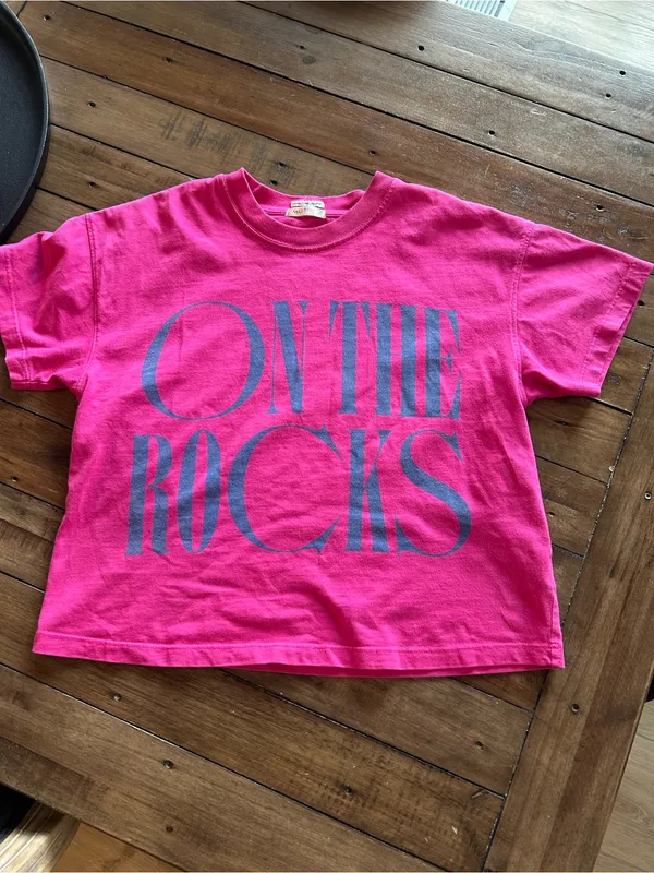 MOTHER Denim On the Rocks Grab Back Crop Tee Pink XS - Image 5
