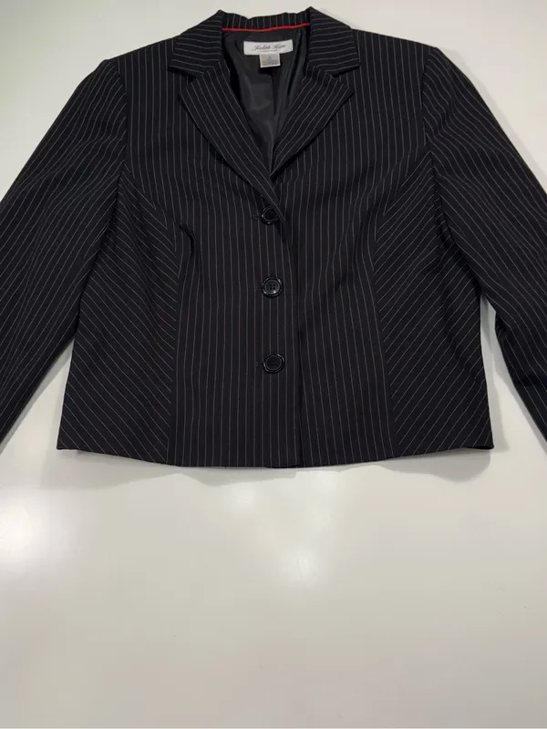 Judith Hart Women's Black Pinstripe Tailored Blazer - Classic Office Blazer - Image 2