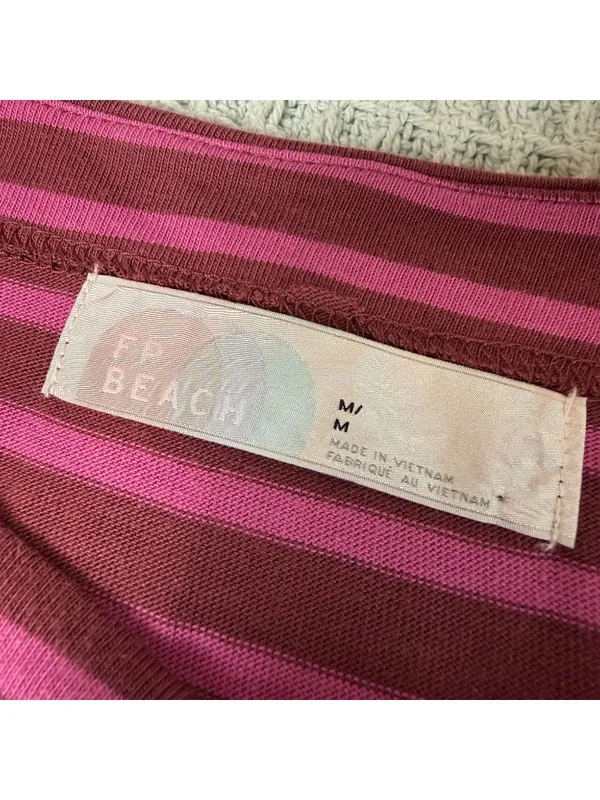 Free People Beach T-Shirt Mini Dress Womens Medium Pink Tunic Shift Boho Resort - Image 4