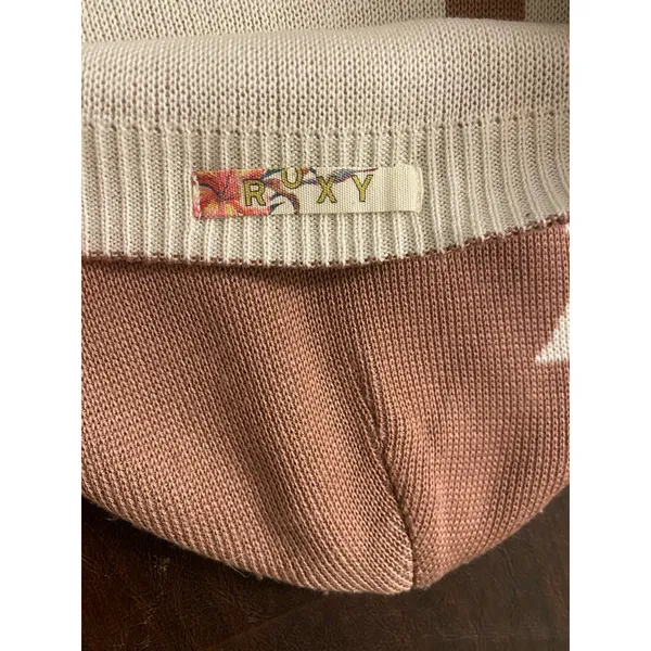 Roxy Knit Beanie‎ Hat Brown Tan Logo Slouchy Winter Ski Snowboard Pink White - Image 4