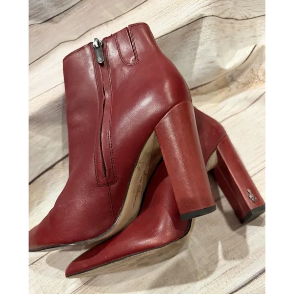 Sam Edelman Raelle Cabernet Red Leather Ankle Boot Size US 7 - Image 7