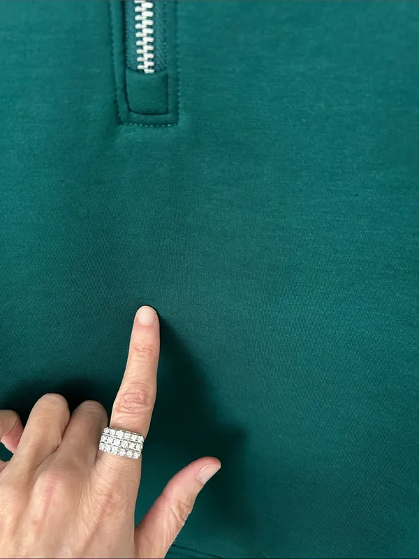 Abercrombie YPB NeoKNIT softstream quarter zip Emerald green S oversized - Image 8