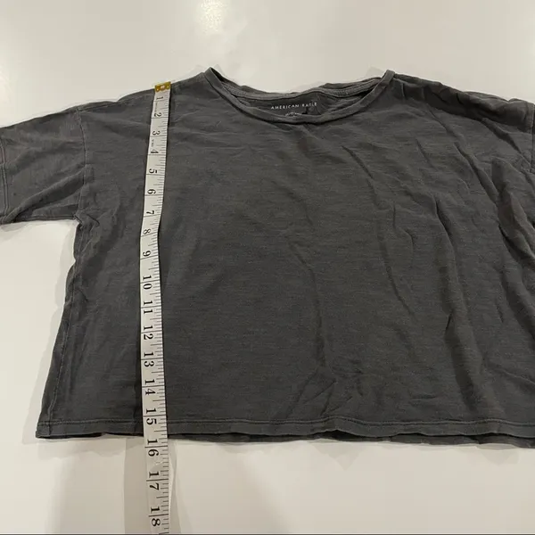 American Eagle Gray Short‎ Sleeve Cropped Tee Shirt Size XS - Image 6