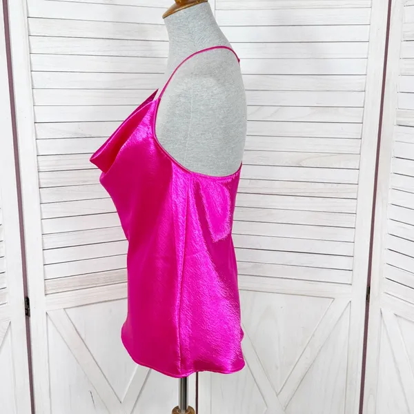 Express Satin Drape Front String Racerback Camisole Top Hot‎ Pink Medium - Image 3