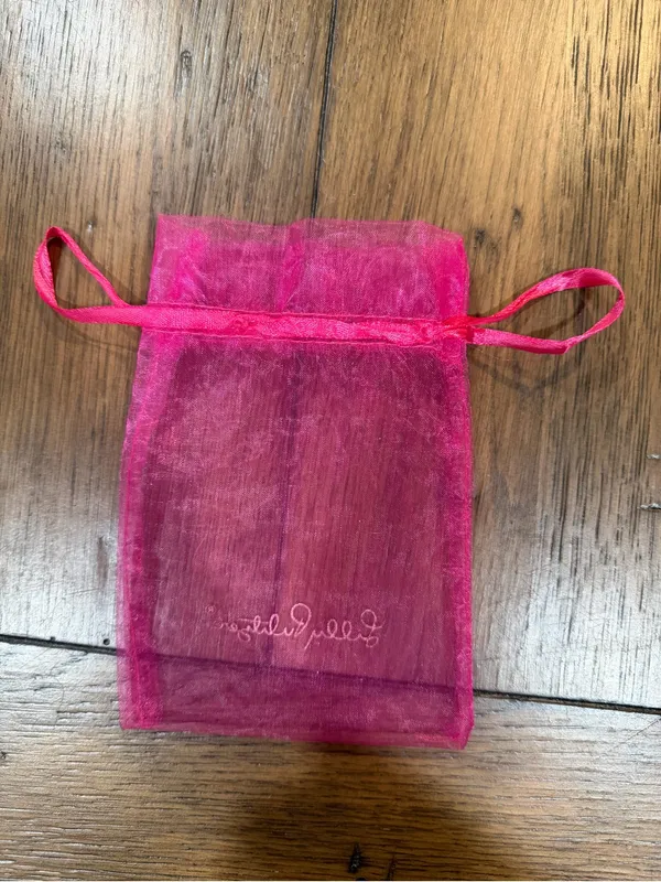 Lilly Pulitzer Hot Pink Organza Drawstring Pouch with Gold Logo - Image 2