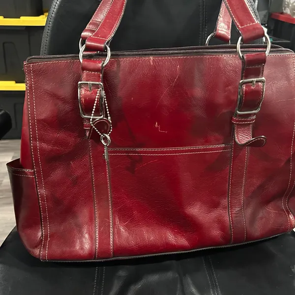 Fossil Elegant Red Leather Tote Bag - Image 2