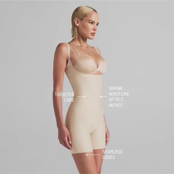 SKIMS BODY High-Waist (B11) Mid-Thigh Shapewear Bodysuit size M CLAY - Image 2