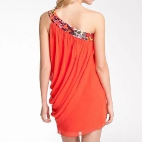 TRINA TURK | One-Shoulder‎ 100% Silk Fallyn Dress with Sequin Detail, Size 4 - Image 2