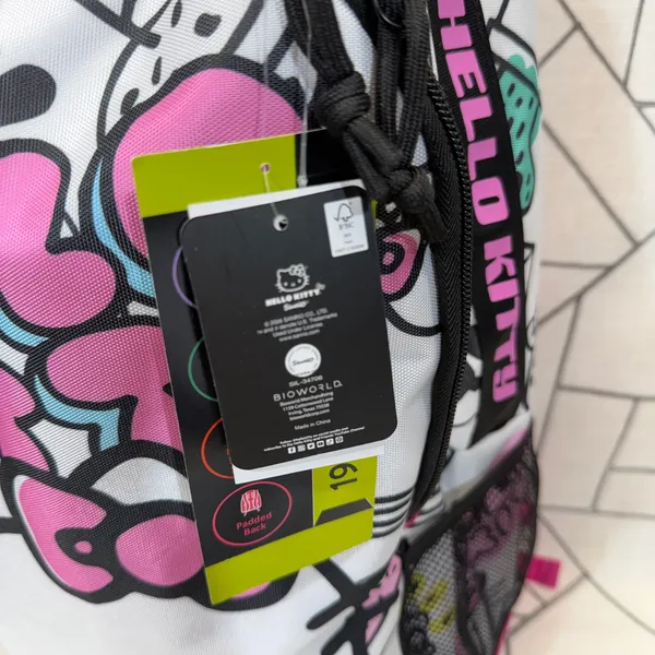 Sanrio Hello Kitty Backpack OSFA Pink White Bioworld 19 Inch Laptop Sleeve Padded Back - Image 10