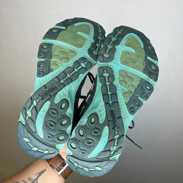 Merrell Womens Trail Running Shoes Brown Teal Mesh Low Top Sneakers - Image 5