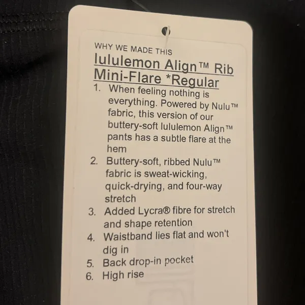 Lululemon Leggings Rib Min-Flare Regular* New With Tags - Image 7