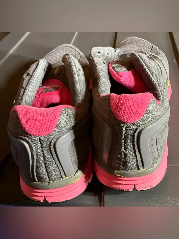 Nike Lunarglide Gray and Hot Pink Trainer Sneakers - Image 3