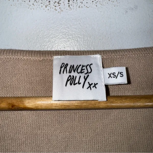 princess polly beige‎ cropped knit long sleeve rouched top Xs/s CP3 - Image 3