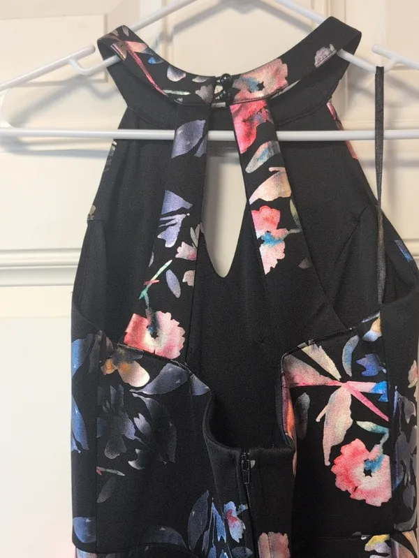 BCX Floral Halter Maxi Evening Dress Black Multicolor Size 9 - Image 7