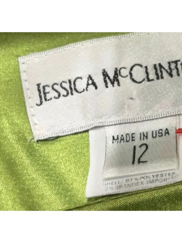 JESSICA MCCLINTOCK Green Satin Prom Cocktail Gown Size 12 - Image 2